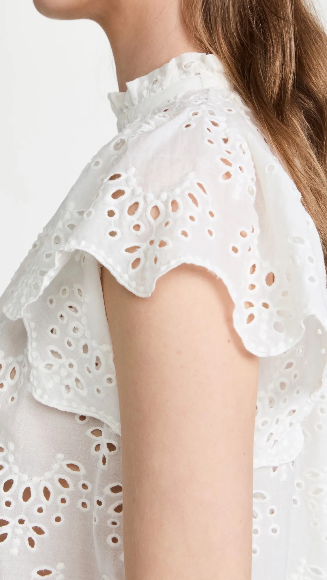Customize Women Flutter sleeve top Ladies Casual Lace Blouse Tops