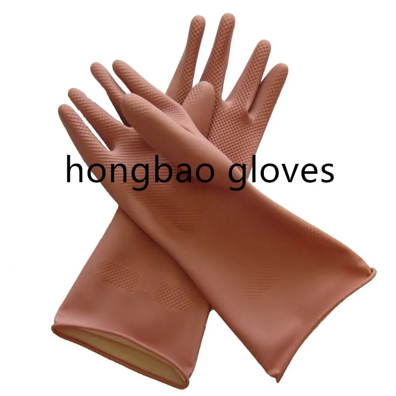 33cm korea 93g L pink  high quality kitchen waterproof gloves  rubber washing hand  glove household cleaning  latex gloves