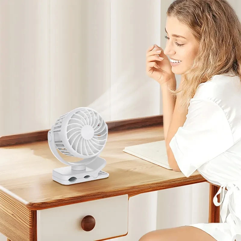 New 1500mAh Strong Wind Outdoor Neck Hanging Fan Portable Mini USB Rechargeable Mini Fan Clip On Umbrellas