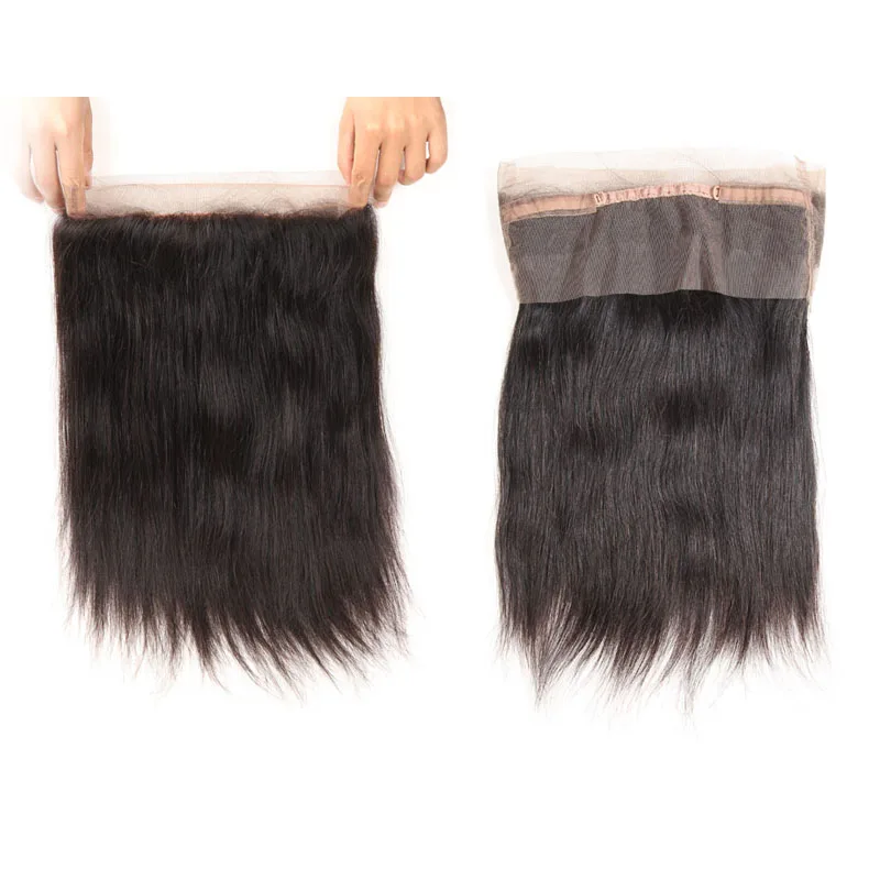 
360 Lace Frontal Closure Human Hair Bleached Knots With Baby Hair 360 Brazilian Remy Human Hair Full Lace Frontal Natural Color 