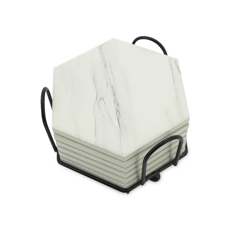 Custom high quality marble pattern table mat ceramic cup coasters for drinks