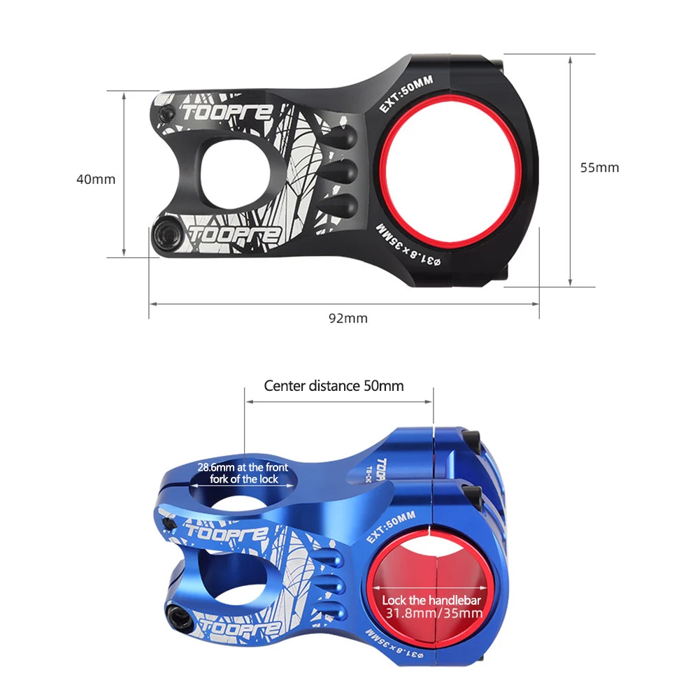 TOOPRE Bike Stem Adjustable MTB downhill bike Stem Ultralight CNC Aluminum Hollow 50MM short stem 31.8/35 MM Cycling Accessories