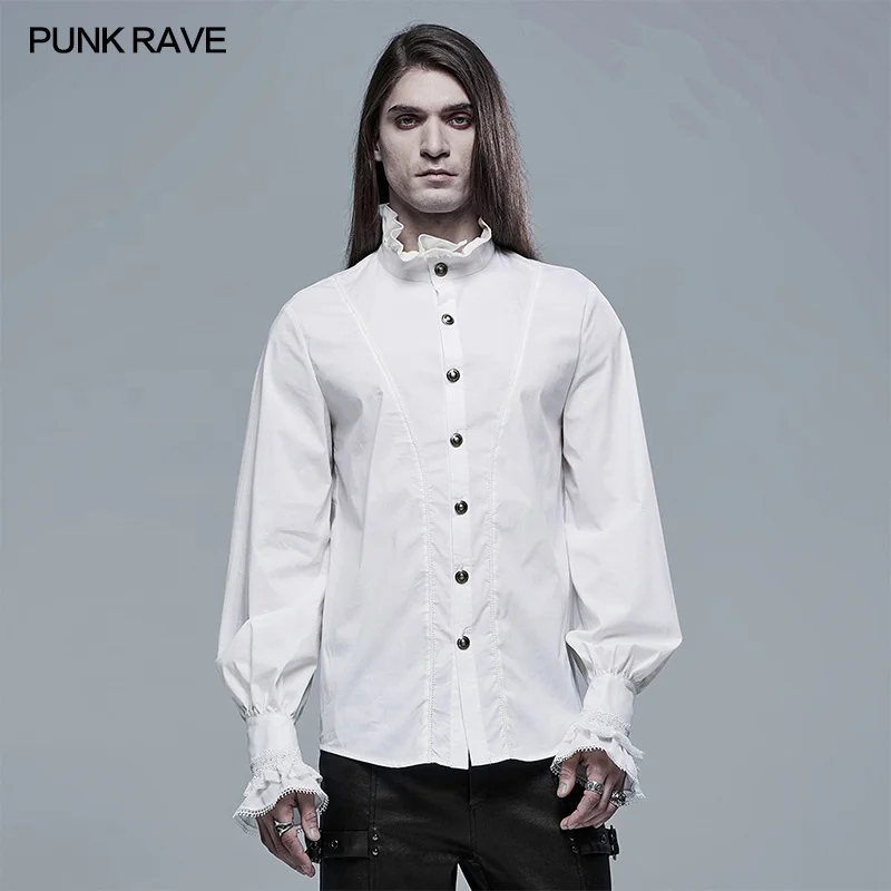 Punk Rave Medieval Shirt WY-1320CCM Man Lace Puff Sleeve Shirt Gothic Man Blouses Suit Shirts