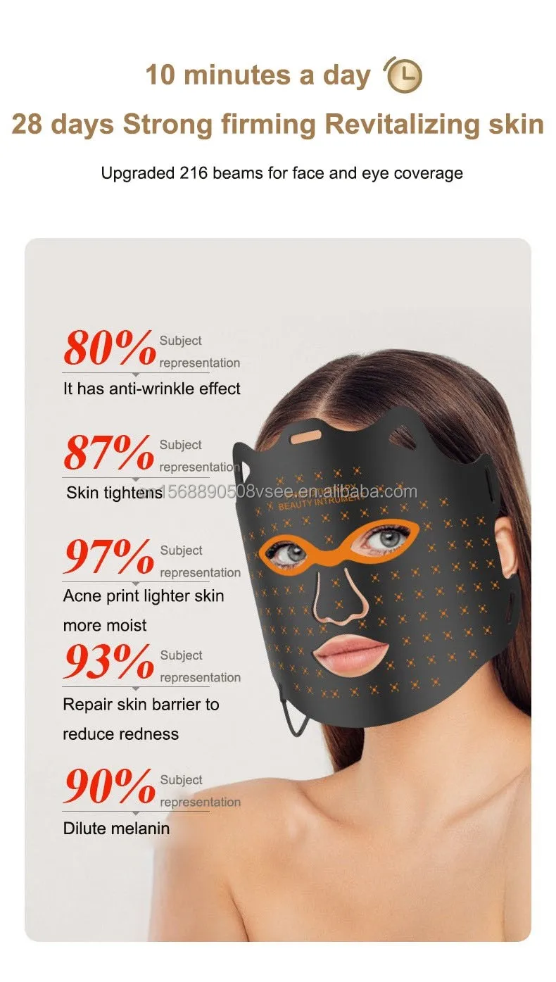 2024 New Trending LED Blue Light Facial Mask 415/605/630/850 Nm 7 Colors Silicone Gel Red Light Therapy Infrared LED Face Mask