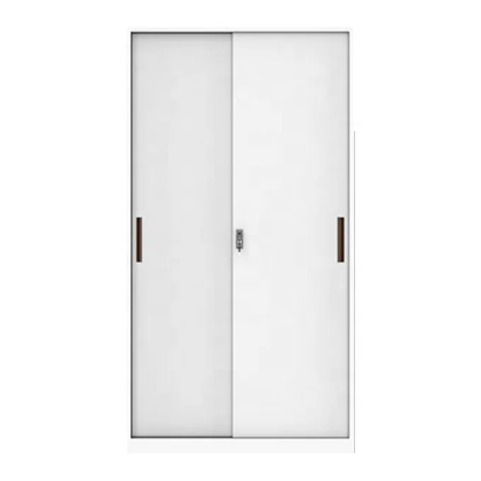 Steel wardrobe almirah 2 sliding door cheap bedroom storage clothes locker wardrobe furniture KD structure steel cabinets