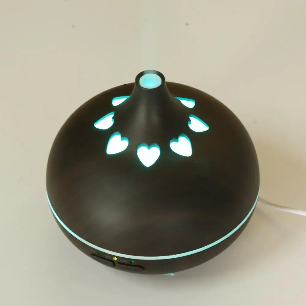 Adjustable Time Setting & Color Light Changing Air Humidifier, 150ml Wood Grain Aromatherapy Essential Oil Diffuser