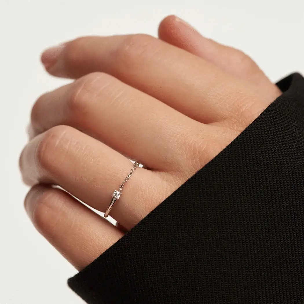 Promotion gold silver plated women shiny cz chain eternity ring for wedding engagement 925 silver