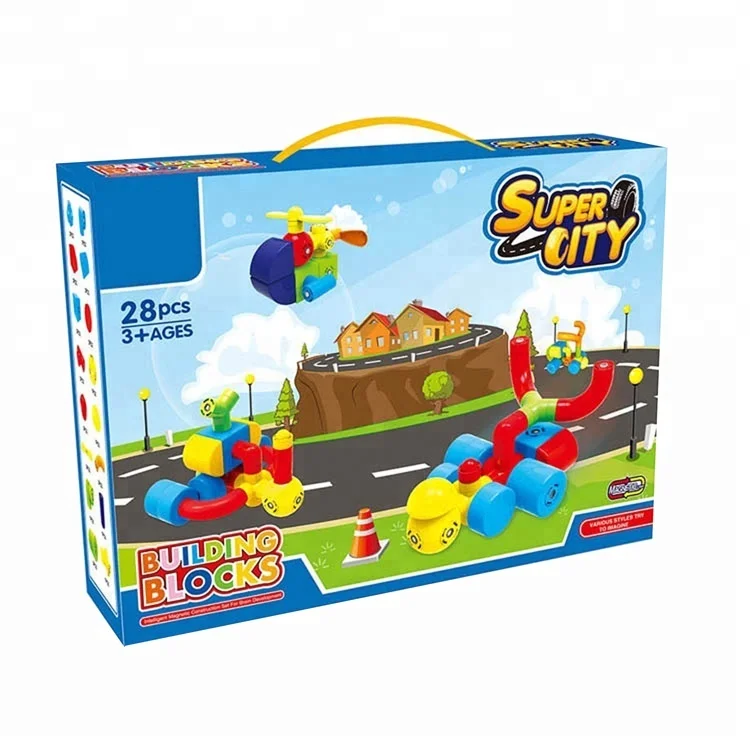 Super City Series Magnetic Plastic Pipe Blocks Building Set Toys for Preschool