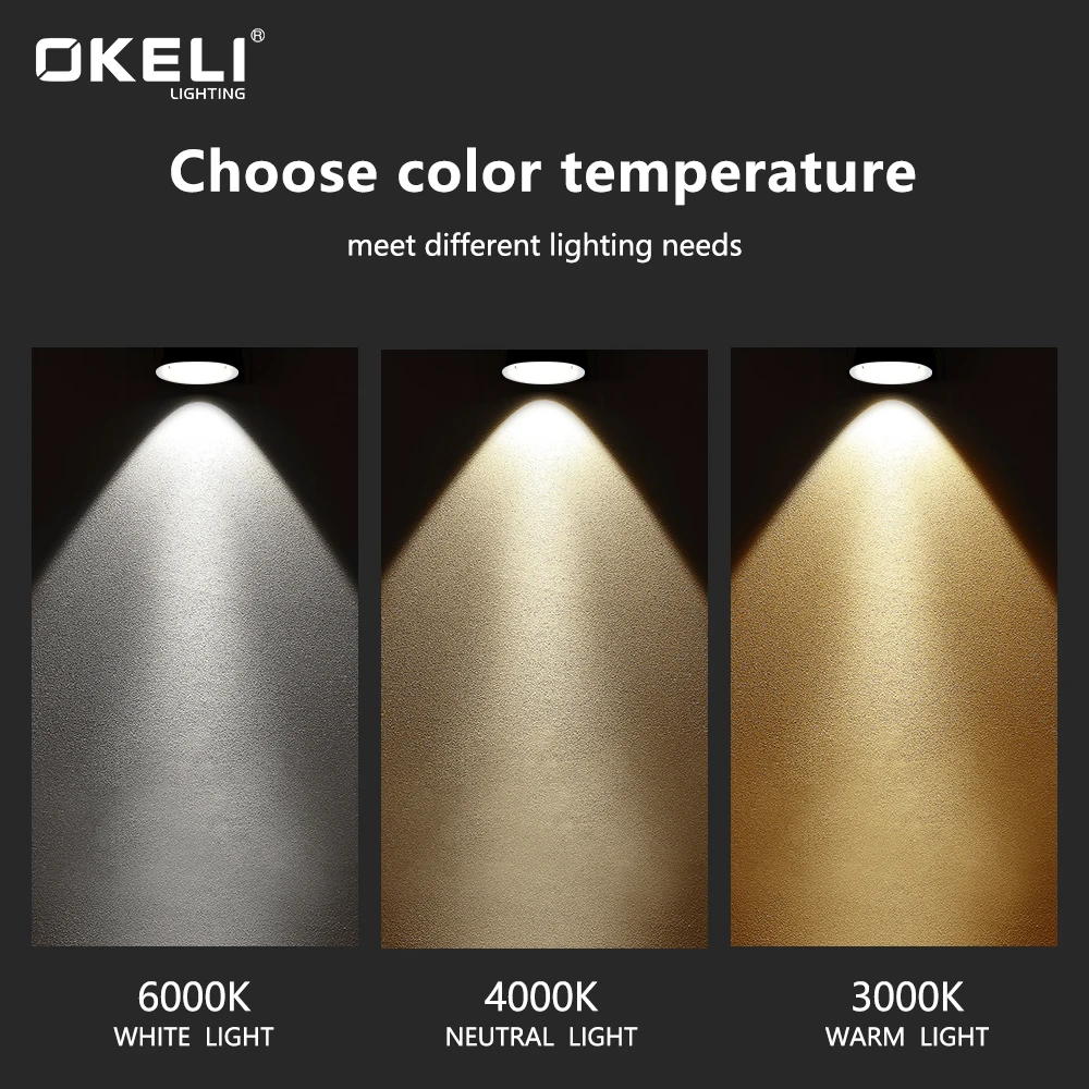 OKELI 220V White Round Living Room Surface Mounted COB Downlights