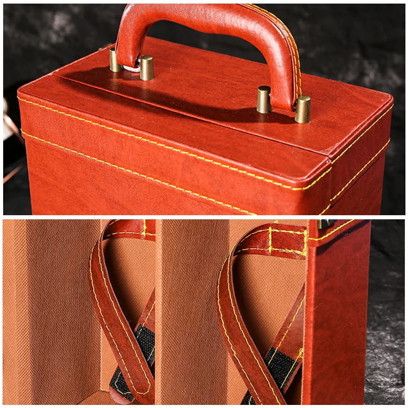 wine bottle gift box faux leather red wine packing box two pack wine box