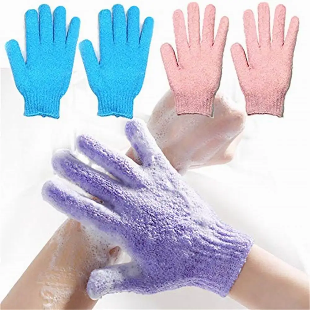 Custom Nylon Five Fingers Mitt Massage Dead Skin Remover Body Exfoliator Gloves Body Scrubber Shower Exfoliating Bath Gloves