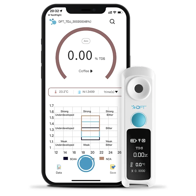 DiFluid Coffee Refractometer Wholesale New Design IP67 2 second result Portable Digital Refractometer for Coffee TDS Range 0-26%