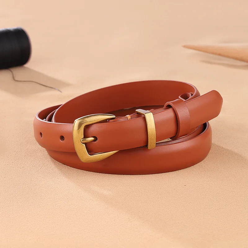 High Quality Fashion Genuine Leather Belts Women Colorful Skinny Slim Waist Belt Ladies Designer Dress Belts
