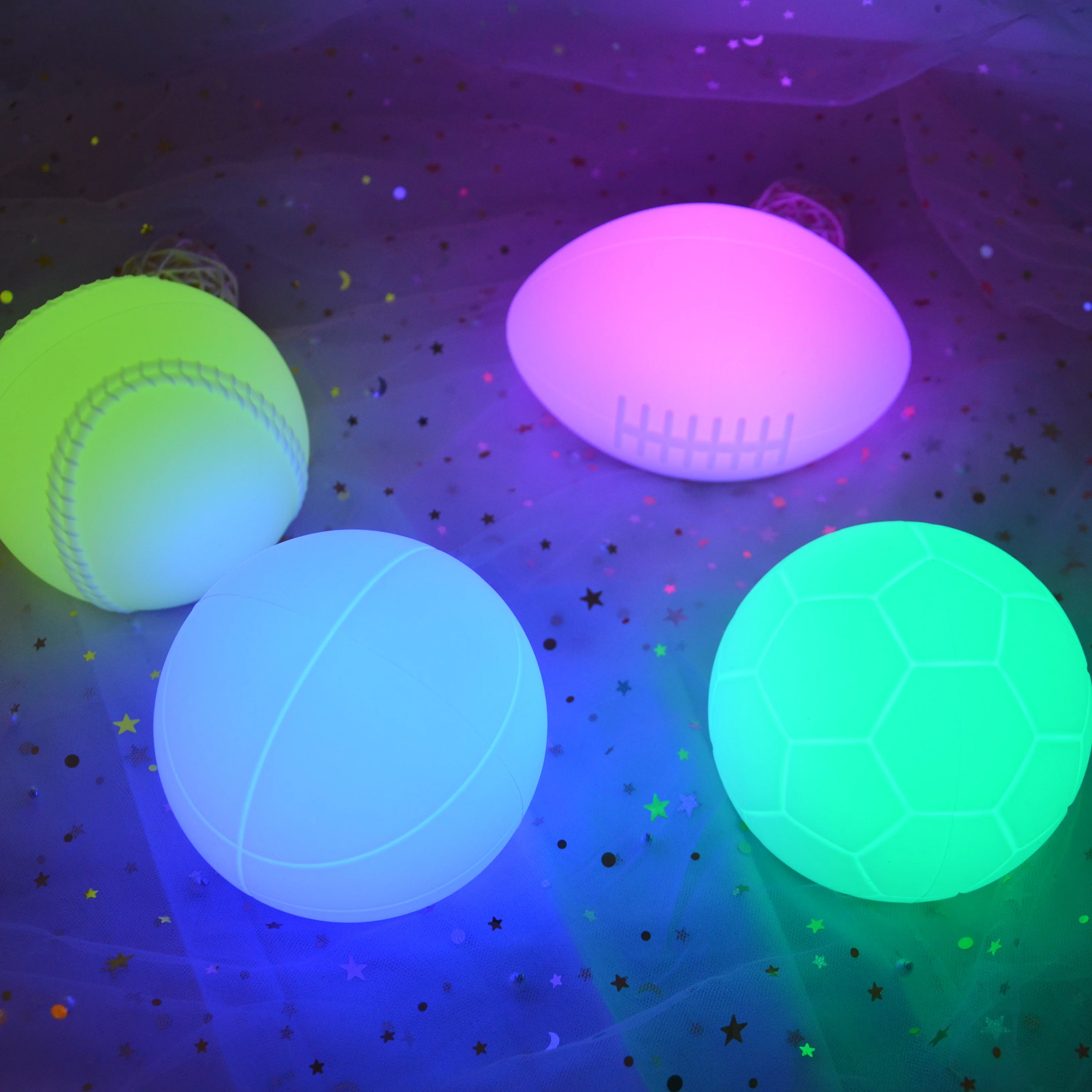 Portable Squish Rechargeable Led Kids Pat Light Night Lighting Silicone Football Basketball Funny Ball lamp