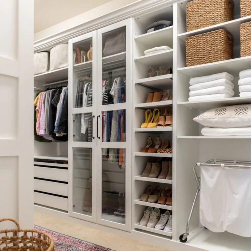 Modern Furniture Set Recessed Solid Wood Cabinets Wall Built-in Design Bedroom Wardrobe for Clothes