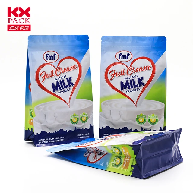 Packaging Printing Plastic Bags Flat Bottom Pouch Proteins Powder Bag Milk Powder Bags For 400g Milk Powder