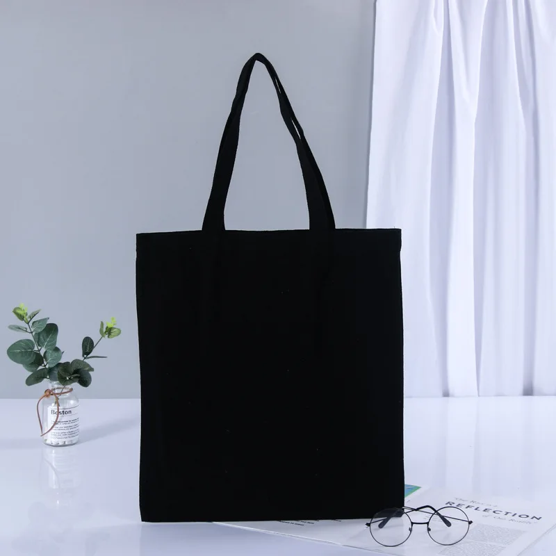 wholesale large size plain canvas bag black canvas tote bag with zipper