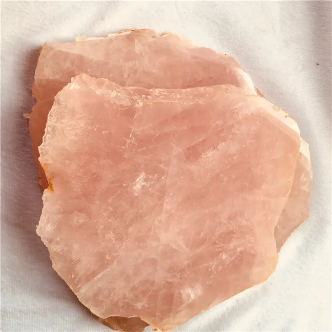 Rough Crystal Slab Mineral Natural Pink Rose Crystal Quartz Slice For Sale