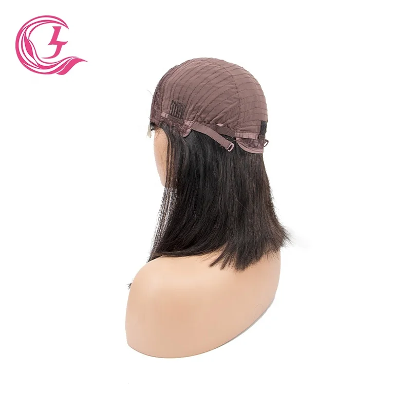 Clj Vendors Perruque Transparent Lace Closure Bobo Brazilian Black 4X4 8Inch Bone Straight Ladies Brazilian Wigs With Braids