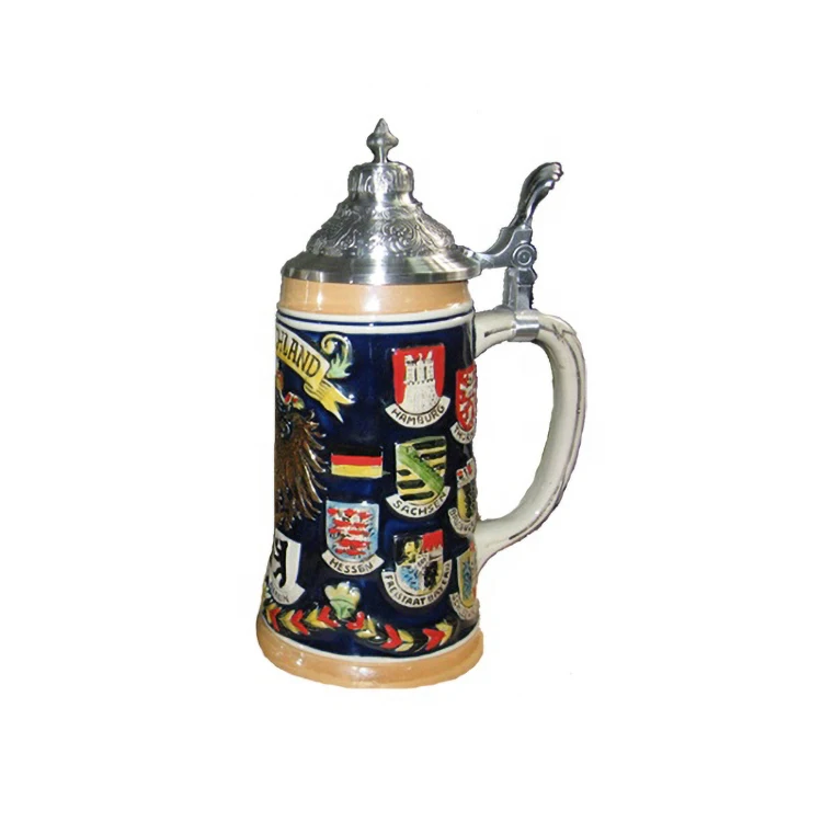 Decorative custom ceramic german beer mug stein for wholesale