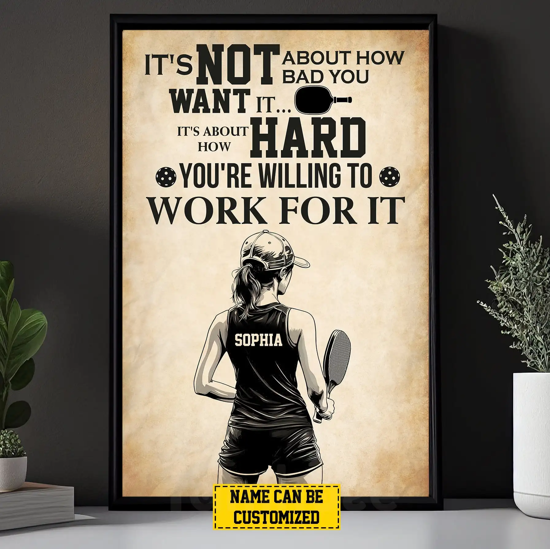 Sport Wall Art Decor Poster Gift For Pickleball Lovers Personalized Pickleball Girl Canvas Painting