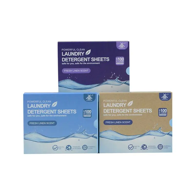High quality mild formula Safe Laundry Soap Detergent Strips Biodegradable Sustainable laundry sheets Plastic Free