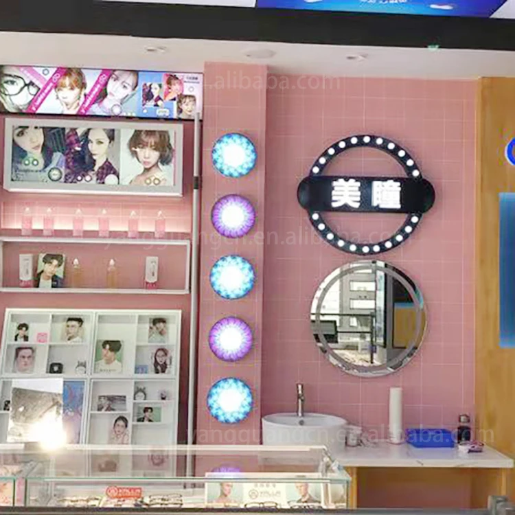 window decoration contact lenses light display props optical shop hanging round light box