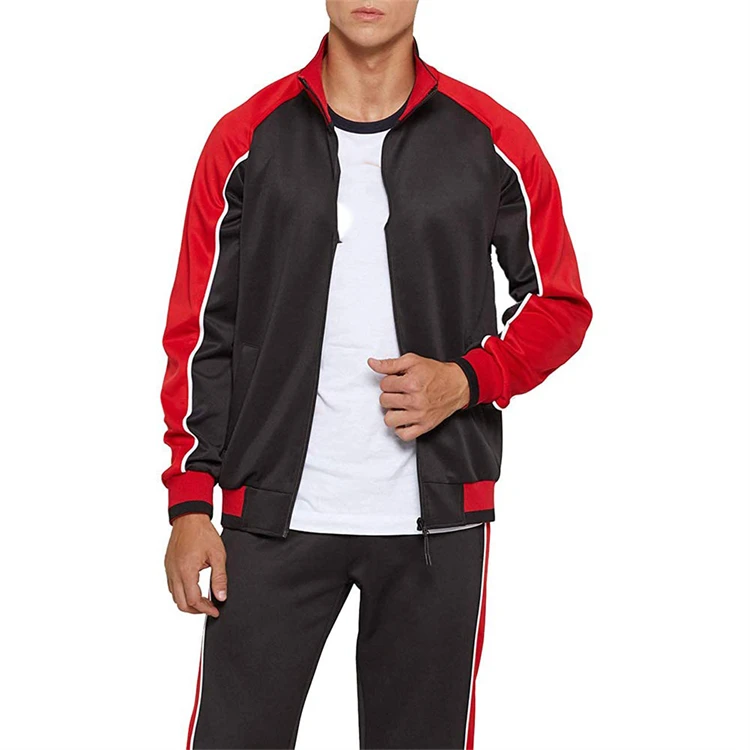 Slim Fit School Uniform Men Baseball Tracksuit Sets Ribbed Cuffs American men sports jacket
