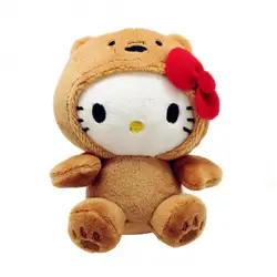 10CM Kawaii Anime Plush Toy With Bow Cats Brown Bear White Bear Panda Cute Soft Stuffed Pendant