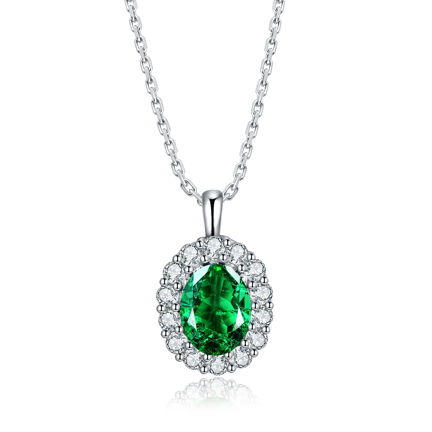Anster Manufacturer Direct Sale S925 Lab Grown Emerald Necklace