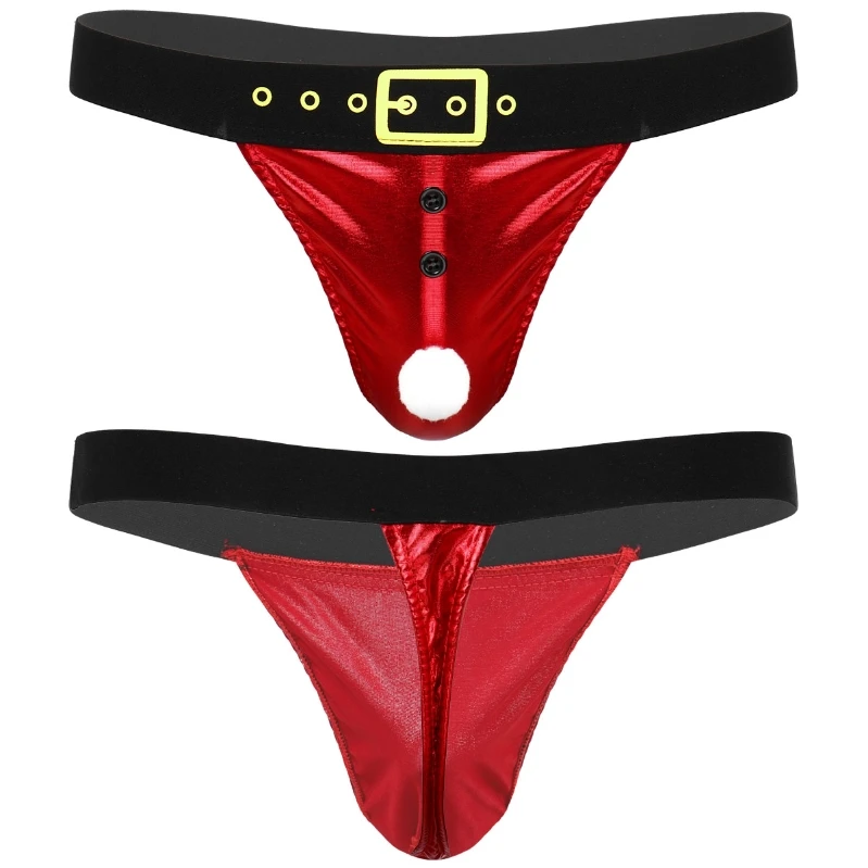 Mens Christmas Holiday G-String Thongs Flannel Christmas Santa Claus Boxer Bikini Briefs Sissy Panties Sting Underwear