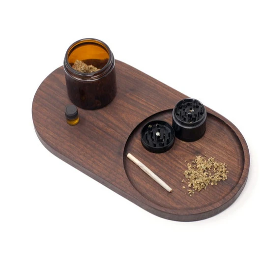 Factory Wholesale Novel Design Hot Sale Black Walnut Wood Tray Rolling Tray for Weeds Car