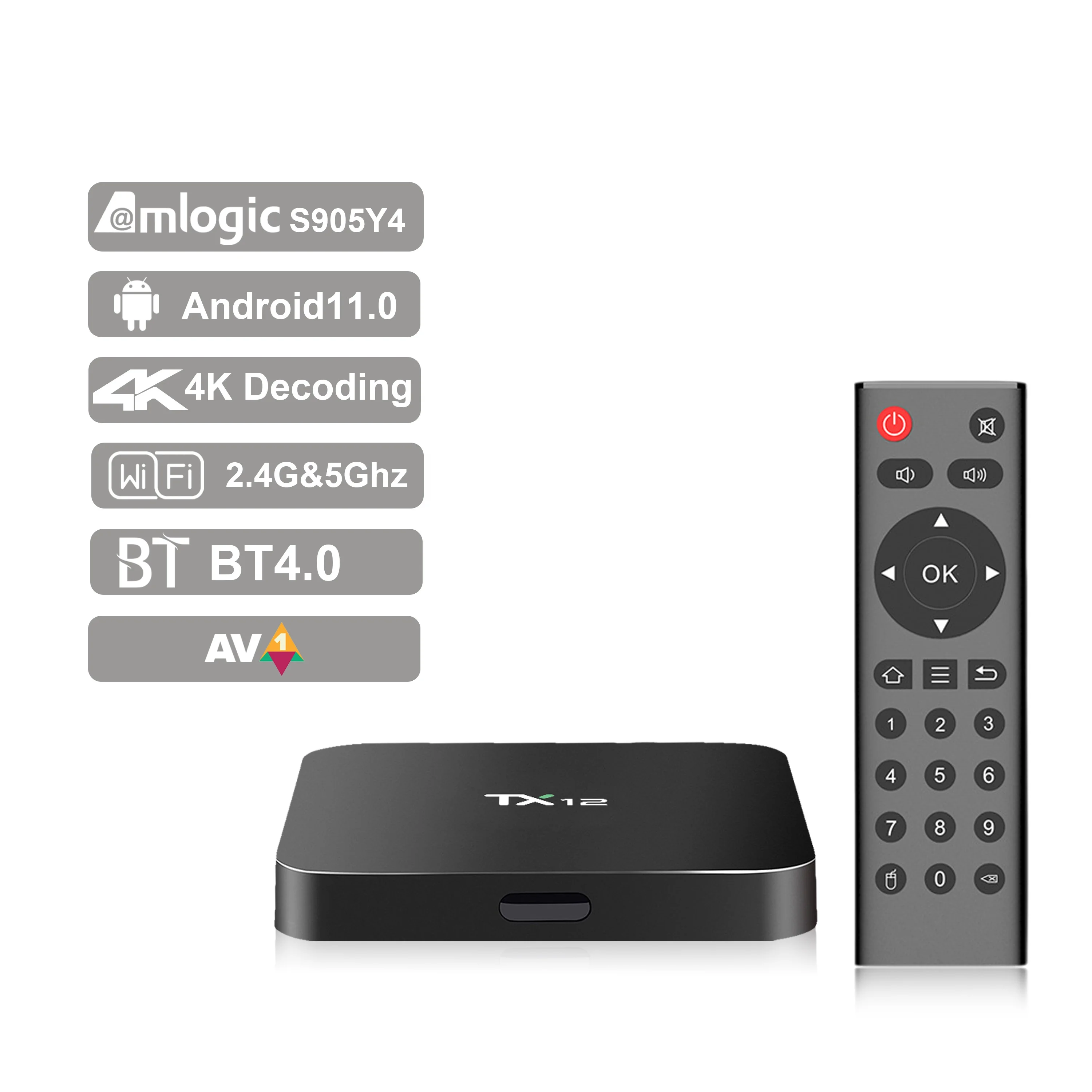 IHOMEMIX Original Factory Price TX12 Android 11 Tv Box Ram4GB Rom32GB dual wifi with bt5.0 android box s905y4 smart tv box