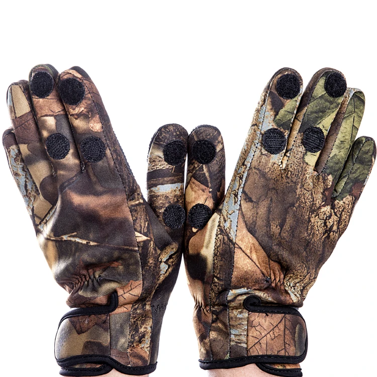  2021 Waterproof Anti Slip Full Finger Camouflage Winter Gear Neoprene Fishing Hunting