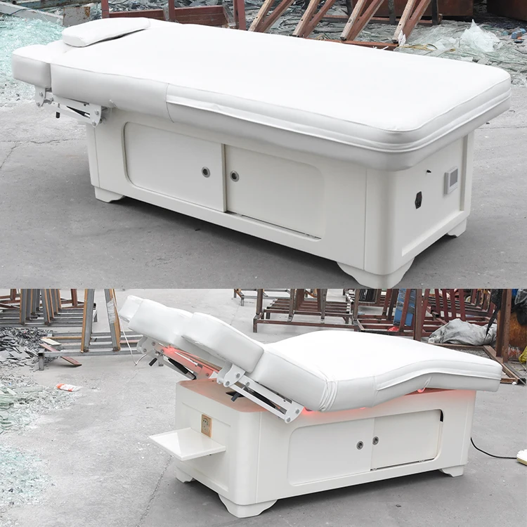 New Elegant white mattress adjustable electric spa massage bed therapy massage bed table