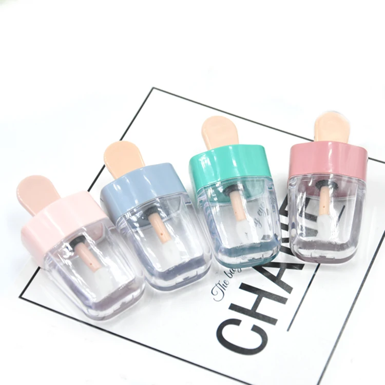 5ml Private Label Blue Green Pink Cute Lipgloss Containers Tube Luxury Cosmetic Ice Lip Gloss Tubes With Wand
