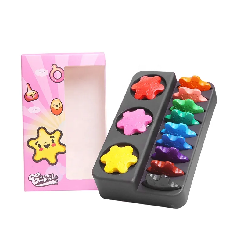 
stationery gift set 3D plastic snowflake crayons for painting 12 colors with show box 