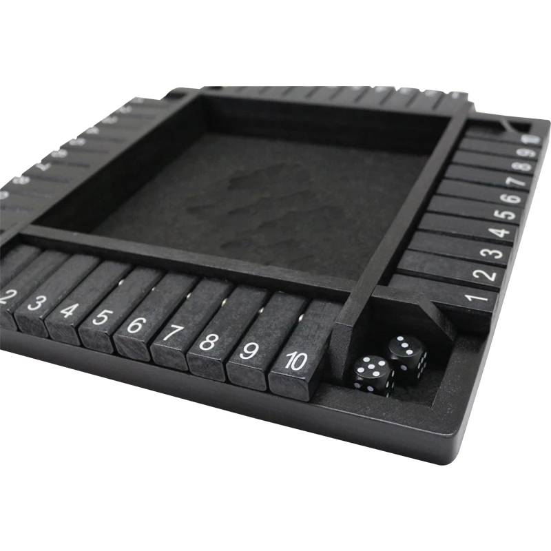 1-4 Players Shut The Box Dice Game,Classic 4 Sided Wooden Board Game with 8 Dice and Shut-The-Box Instructions for Kids Adults