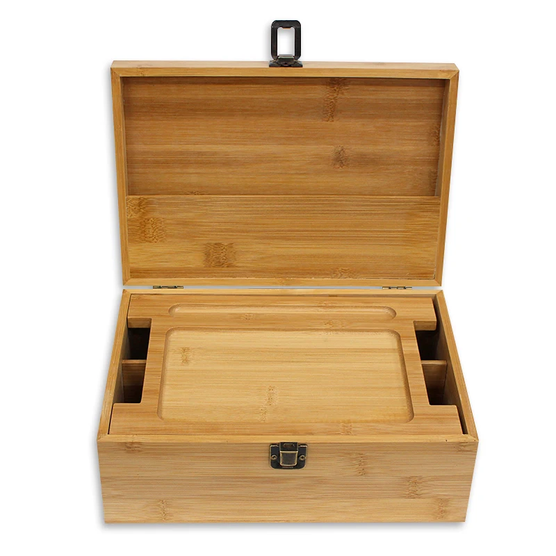 custom Storage Container to Store All Herbs Smoking Accessories Grinder Pipe Rolling Papers Bamboo Herb Stash Box