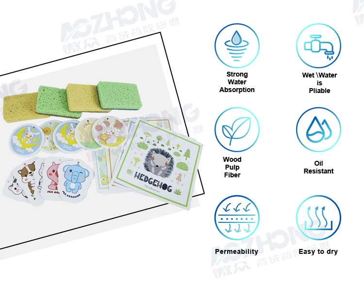 Funny Kitchen Cellulose Sponge Manufacturer Wood Pulp Sponge Absorbent Non Scratch Sponges for DIY Household Cleaning