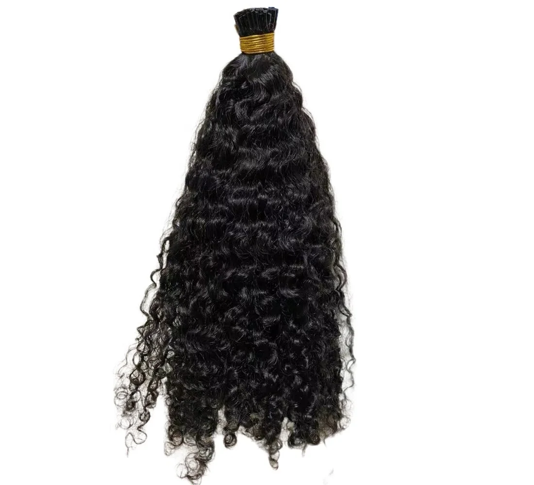 Peruvian Full Cuticle Aligned Pre bonded Virgin Natural Hair Wholesale Afro Kinky Loose Curly Wave I Tip Human Hair Extension