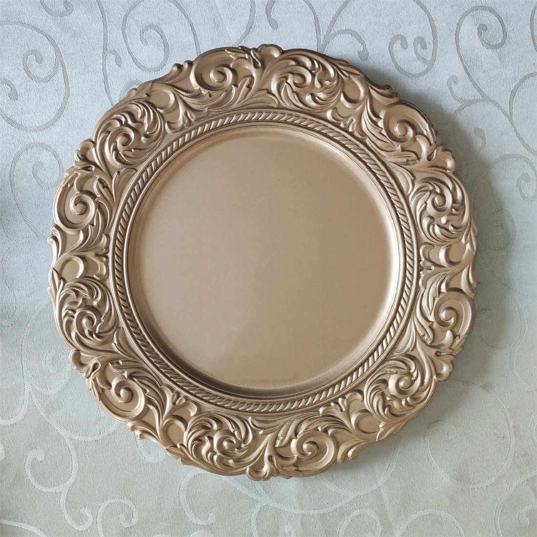 Фабричная Роскошная пластиковая тарелка, розовое золото, новый дизайн, индивидуальное украшение, блюдо для свадебной вечеринки