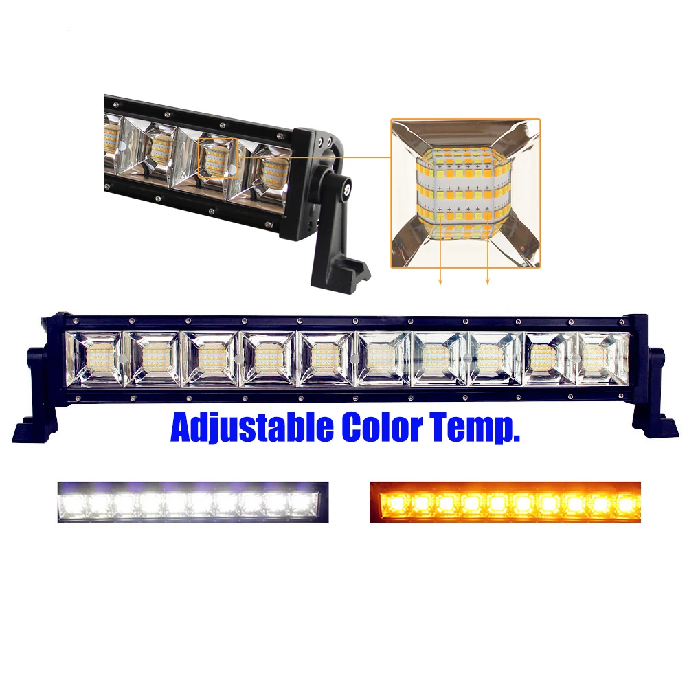 IP68 Регулируемый цвет белый Янтарный двухцветный Однорядный светодиодный светильник внедорожник 12 В 22 дюйма светодиодный стробоскоп для лодки