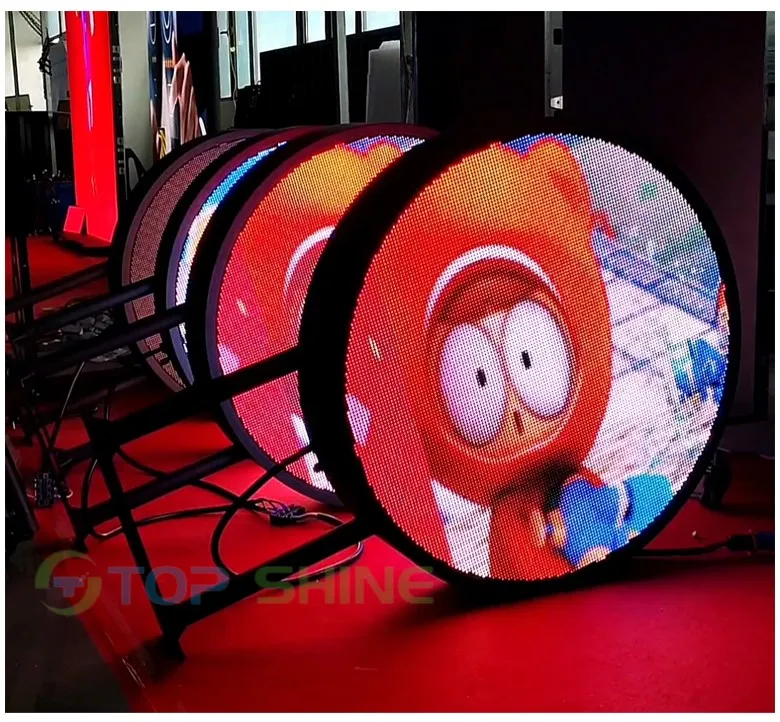 Double Sided Outdoor Round Store Sign Board Display Diameter 0.6m Digital Circular Screen P4.28 LED Logo Display Board