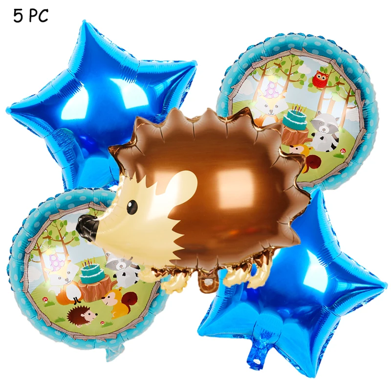 Lovely Forest Animal Aluminum Foil Cartoon Balloon Hedgehog Fox Panda Squirrel Shape Happy Birthday  Balloon Party Decoration