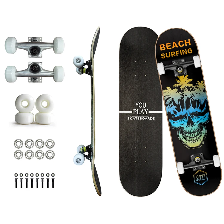 Outdoor Carving Surfing Longboard  32' Skate Board 7 Ply Maple Deck Indy Truck Complete Double Kick Skateboard Cruiser