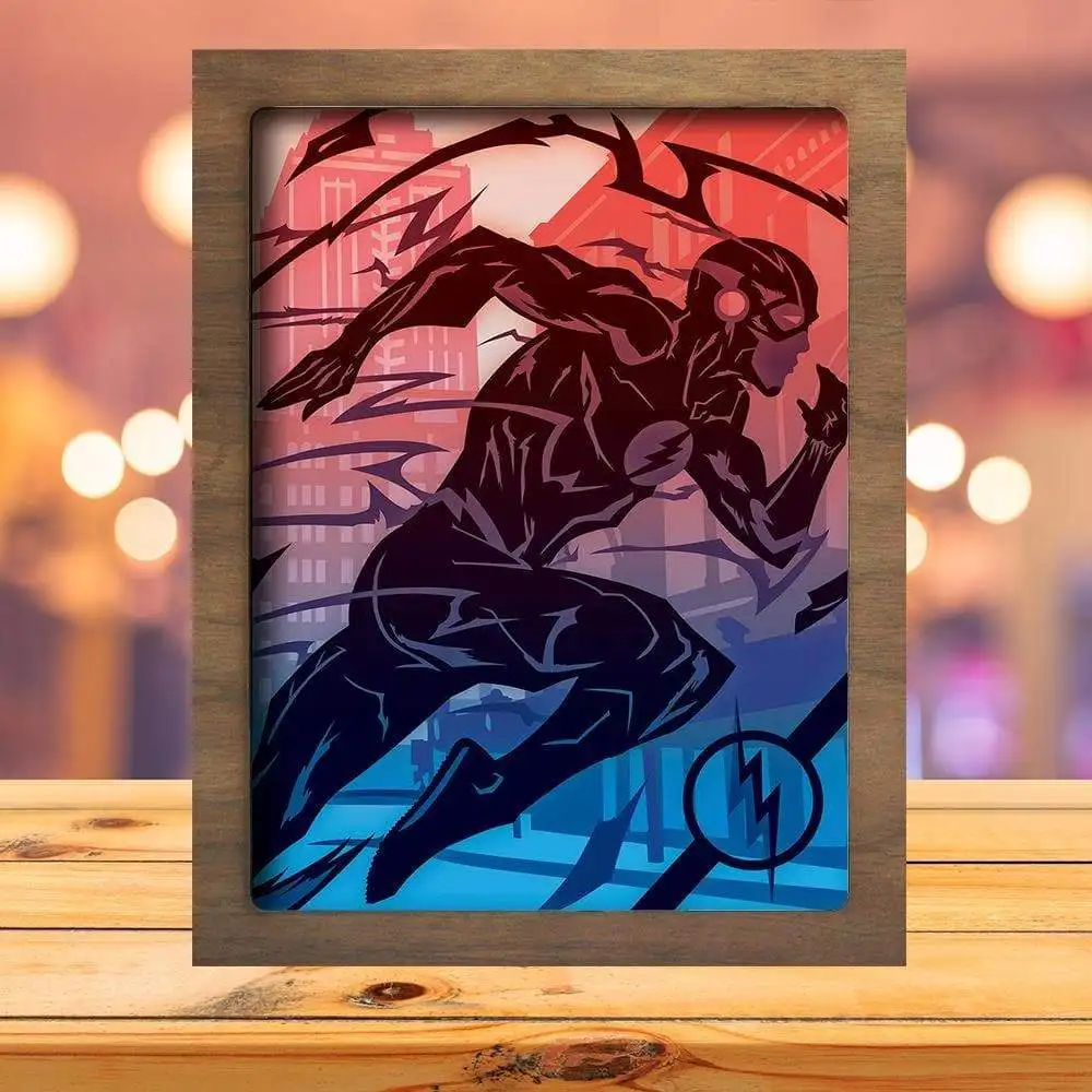 The Flash Movie Character Painting Colorful Led Night Light Papercut Light Box For Drop Shipping