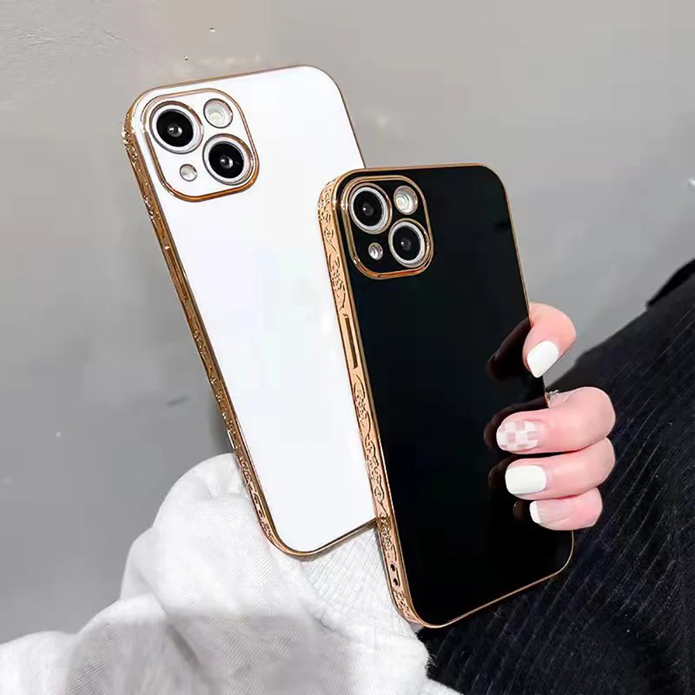 Soft TPU Phone Case color side  Electroplated Cases transparent back Anti-scratch Cover For iPhone 12 pro