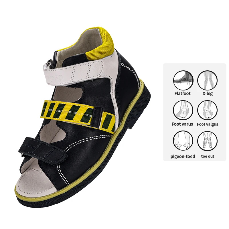 Princepard New Fashion Yellow Corrective Sandals with Ankle Support Kids Orthopedic Sandals With Flat Feet