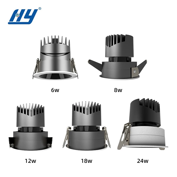 HUAYING Wholesale Custom 6W 8W 12W 18W 24W Ceiling Downlights Aluminum Recessed LED Spots Lamps
